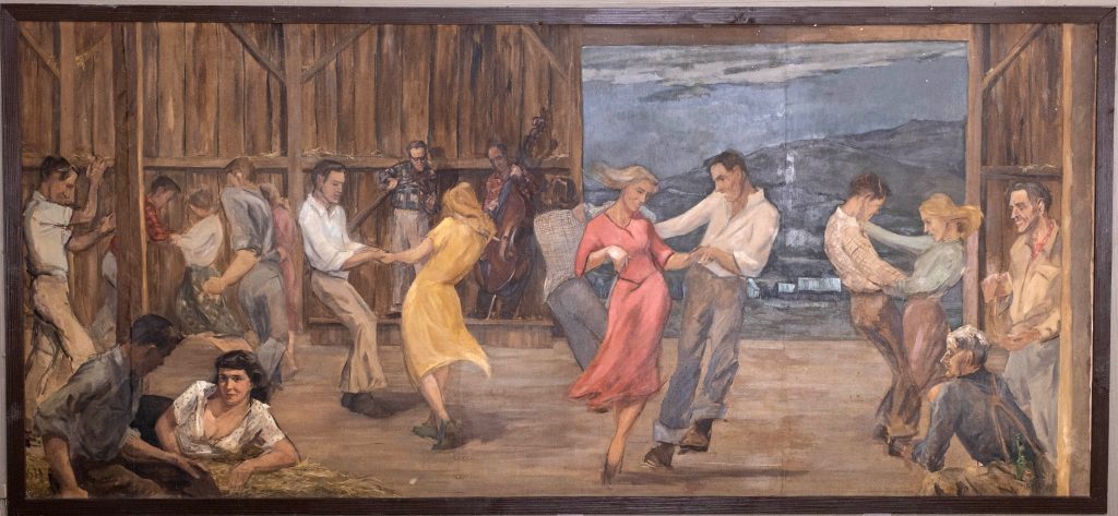 The barn dance scene was painted in a Hotel Coolidge tavern.